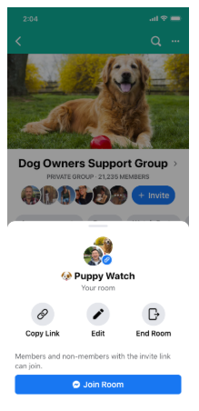 Facebook Links Messenger Rooms to Group Chats and Events